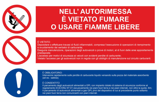 GLOBAL CARTELLO SEGNALETICO - MULTISIMBOLO vietato fumare o usare fiamme libere - Adesivo Extra Resistente, Pannello in Forex, Pannello In Alluminio