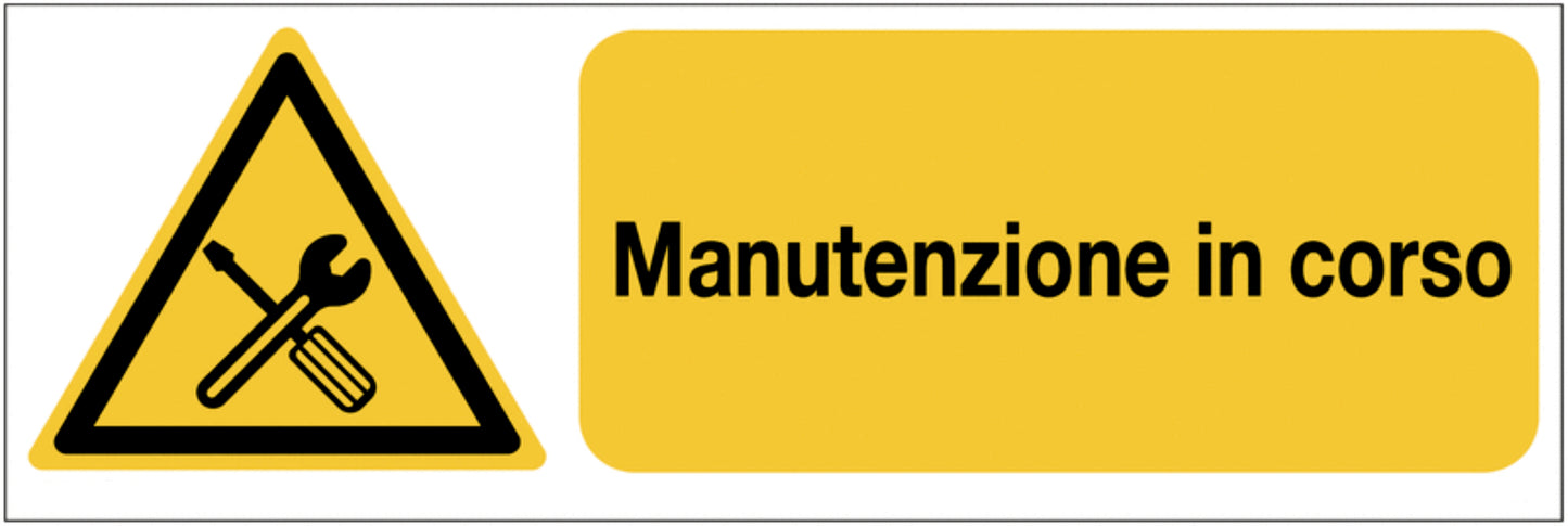 GLOBAL CARTELLO SEGNALETICO UNI - Manutenzione in corso - Adesivo Extra Resistente, Pannello in Forex, Pannello In Alluminio