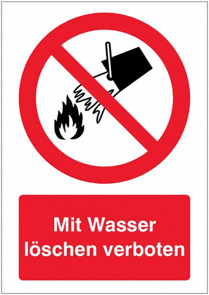 GLOBAL CARTELLO SEGNALETICO - Mit Wasser löschen verboten -  Adesivo Extra Resistente, Pannello in Forex, Pannello In Alluminio