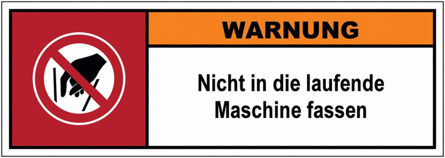 GLOBAL CARTELLO SEGNALETICO UNI - Nicht in die laufende Maschine fassen - Adesivo Extra Resistente, Pannello in Forex, Pannello In Alluminio