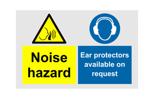 GLOBAL CARTELLO SEGNALETICO - Noise HazardEar Protectors Available On Request - Adesivo Extra Resistente, Pannello in Forex, Pannello In Alluminio