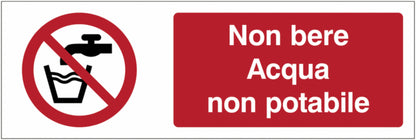 GLOBAL CARTELLO SEGNALETICO UNI - Non bere - Acqua non potabile  - Adesivo Extra Resistente, Pannello in Forex, Pannello In Alluminio