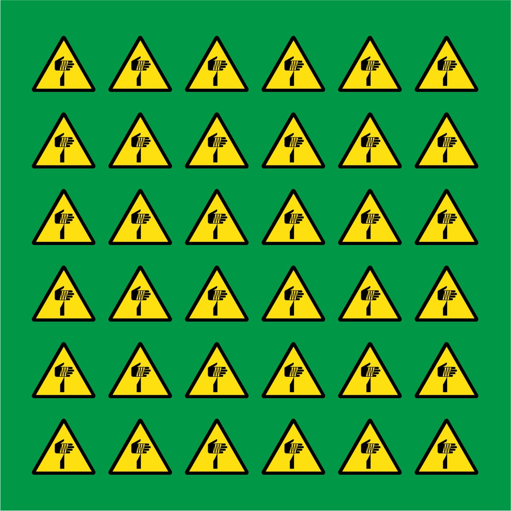 PACCO DA 6 KIT DI 6 ADESIVI TRIANGOLARI - OGGETTO AFFILATO  - Pittogramma ISO 7010 Con Stampa Diretta U.V.