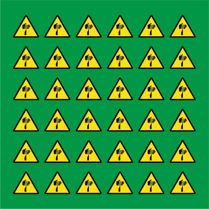 PACCO DA 6 KIT DI 6 ADESIVI TRIANGOLARI - OGGETTO AFFILATO  - Pittogramma ISO 7010 Con Stampa Diretta U.V.