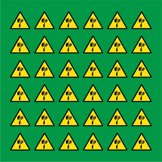 PACCO DA 6 KIT DI 6 ADESIVI TRIANGOLARI - OGGETTO AFFILATO  - Pittogramma ISO 7010 Con Stampa Diretta U.V.