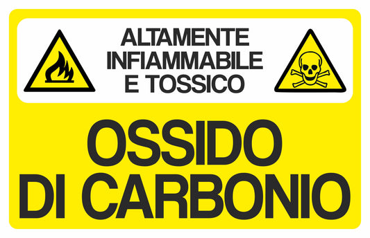 GLOBAL CARTELLO SEGNALETICO - OSSIDO DI CARBONIO - Adesivo Resistente, Pannello in Forex, Pannello In Alluminio