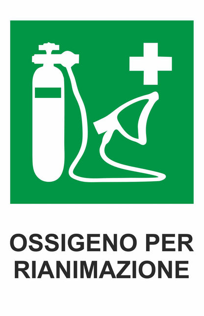 GLOBAL CARTELLO SEGNALETICO - OSSIGENO PER RIANIMAZIONE - Adesivo Resistente, Pannello in Forex, Pannello In Alluminio