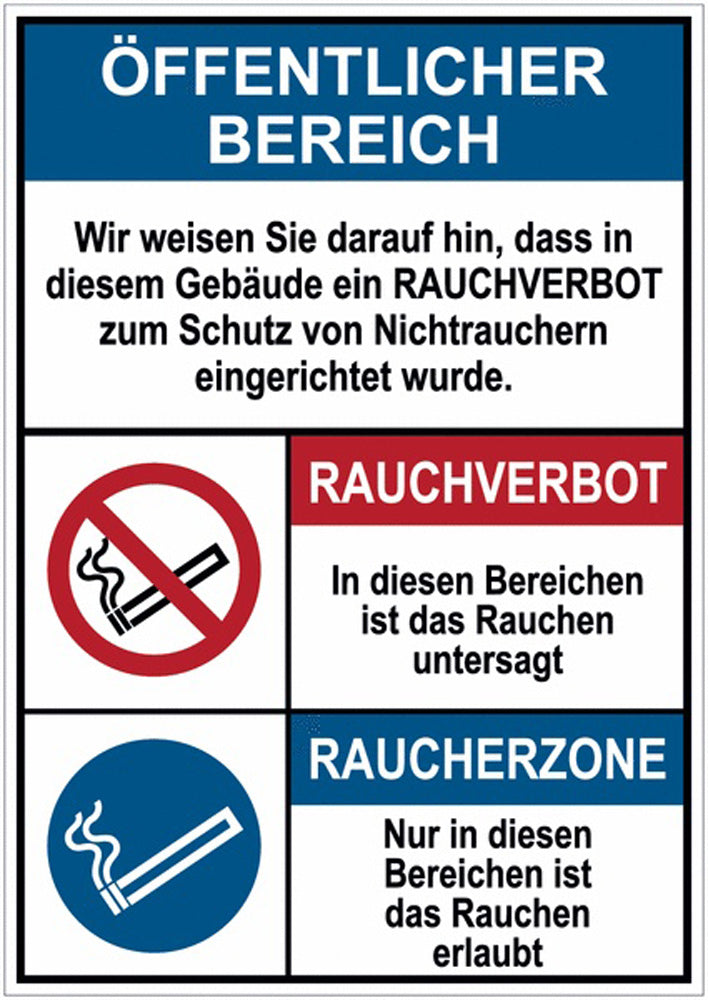 GLOBAL CARTELLO SEGNALETICO - Öffentlicher Bereich - Rauchverbot - Raucherzone -  Adesivo Extra Resistente, Pannello in Forex, Pannello In Alluminio