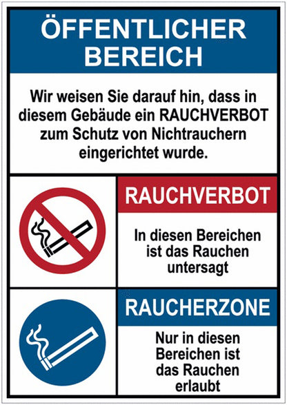 GLOBAL CARTELLO SEGNALETICO - Öffentlicher Bereich - Rauchverbot - Raucherzone -  Adesivo Extra Resistente, Pannello in Forex, Pannello In Alluminio