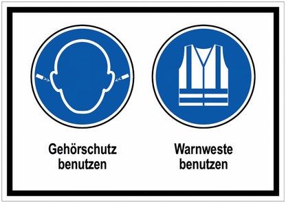 GLOBAL CARTELLO SEGNALETICO - Ohrstöpsel-Warnweste benutzen -  Adesivo Extra Resistente, Pannello in Forex, Pannello In Alluminio