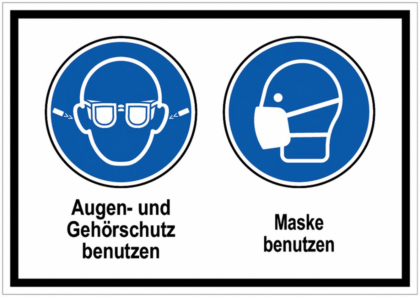 GLOBAL CARTELLO SEGNALETICO - Ohrstöpsel und Augenschutz-Maske benutzen -  Adesivo Extra Resistente, Pannello in Forex, Pannello In Alluminio