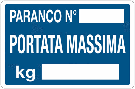 GLOBAL CARTELLO SEGNALETICO - PARANCO N° PORTATA MASSIMA -  Adesivo Extra Resistente, Pannello in Forex, Pannello In Alluminio