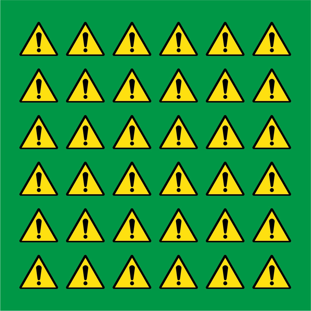 PACCO DA 6 KIT DI 6 ADESIVI TRIANGOLARI - PERICOLO GENERICO - Pittogramma ISO 7010 Con Stampa Diretta U.V.