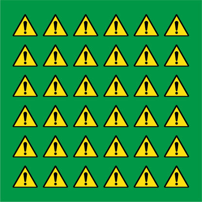 PACCO DA 6 KIT DI 6 ADESIVI TRIANGOLARI - PERICOLO GENERICO - Pittogramma ISO 7010 Con Stampa Diretta U.V.