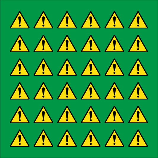 PACCO DA 6 KIT DI 6 ADESIVI TRIANGOLARI - PERICOLO GENERICO - Pittogramma ISO 7010 Con Stampa Diretta U.V.