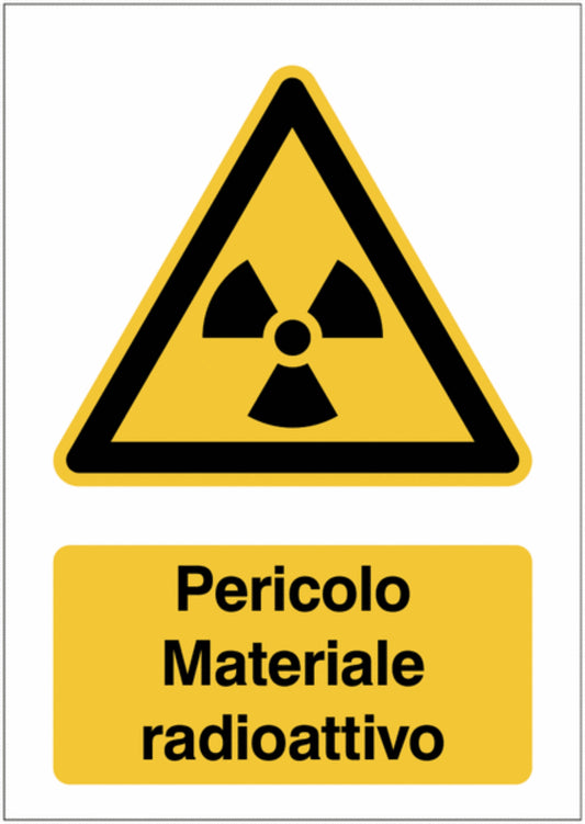 GLOBAL CARTELLO SEGNALETICO - PERICOLO MATERIALE RADIOATTIVO - Vietato ai pedoni - Adesivo Extra Resistente, Pannello in Forex, Pannello In Alluminio