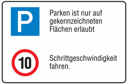 GLOBAL CARTELLO SEGNALETICO - Parken Zulässige Höchstgeschwindigkeit 10 km/h -  Adesivo Extra Resistente, Pannello in Forex, Pannello In Alluminio