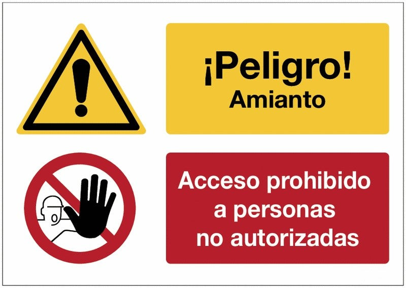 GLOBAL CARTELLO SEGNALETICO - Peligro Amianto - Acceso prohibido a personas no autorizadas - Adesivo Extra Resistente, Pannello in Forex, Pannello In Alluminio