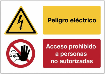 GLOBAL CARTELLO SEGNALETICO - Peligro eléctrico, Acceso prohibido a personas no autorizadas - Adesivo Extra Resistente, Pannello in Forex, Pannello In Alluminio