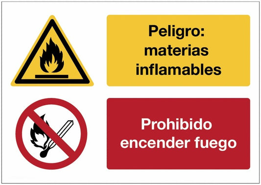 GLOBAL CARTELLO SEGNALETICO - Peligro materias inflamables - Prohibido encender fuego - Adesivo Extra Resistente, Pannello in Forex, Pannello In Alluminio