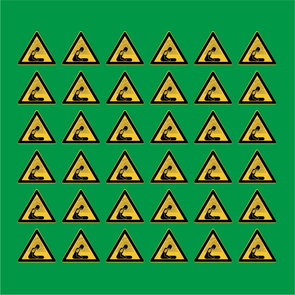 PACCO DA 6 KIT DI 6 ADESIVI TRIANGOLARI - Pericolo Atmosfera asfissiante - Pittogramma ISO 7010 Con Stampa Diretta U.V.