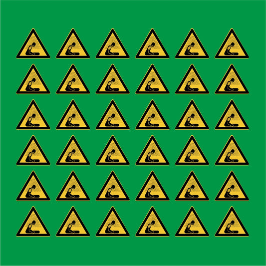 PACCO DA 6 KIT DI 6 ADESIVI TRIANGOLARI - Pericolo Atmosfera asfissiante - Pittogramma ISO 7010 Con Stampa Diretta U.V.