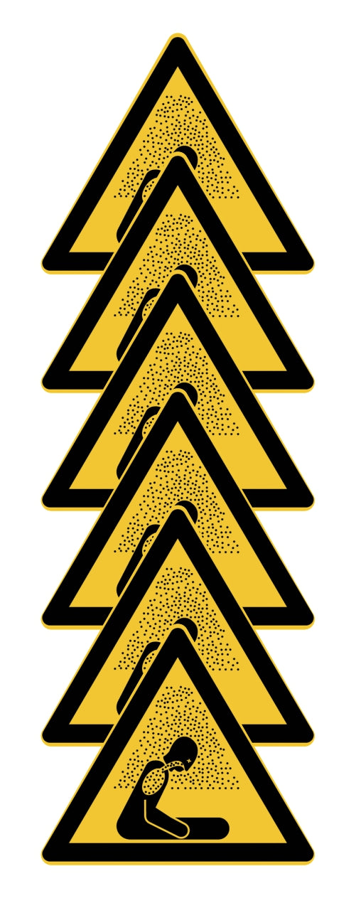 GLOBAL KIT DI 6 ADESIVI TRIANGOLARI - Pericolo Atmosfera asfissiante - Pittogramma ISO 7010 Con Stampa Diretta U.V. (IDEALE ANCHE PER ESTERNO)