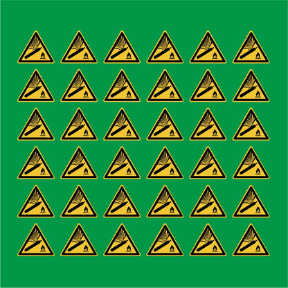 PACCO DA 6 KIT DI 6 ADESIVI TRIANGOLARI - Pericolo Bombola pressurizzata - Pittogramma ISO 7010 Con Stampa Diretta U.V.