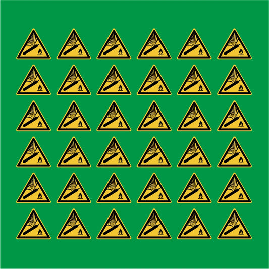 PACCO DA 6 KIT DI 6 ADESIVI TRIANGOLARI - Pericolo Bombola pressurizzata - Pittogramma ISO 7010 Con Stampa Diretta U.V.