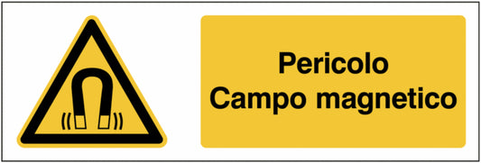 GLOBAL CARTELLO SEGNALETICO UNI - Pericolo Campo magnetico - Adesivo Extra Resistente, Pannello in Forex, Pannello In Alluminio