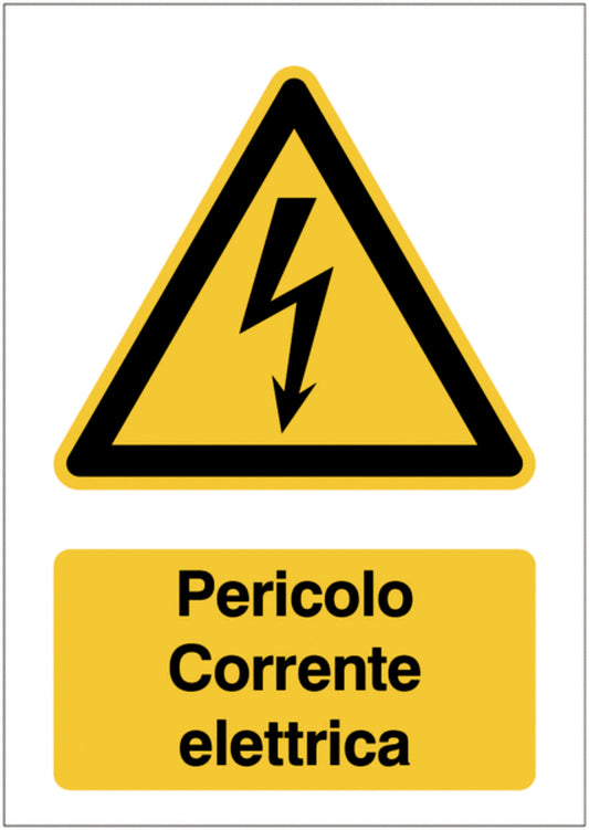 GLOBAL CARTELLO SEGNALETICO - Pericolo Corrente elettrica - Adesivo Extra Resistente, Pannello in Forex, Pannello In Alluminio