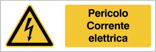 GLOBAL CARTELLO SEGNALETICO UNI - Pericolo Corrente elettrica - Adesivo Extra Resistente, Pannello in Forex, Pannello In Alluminio
