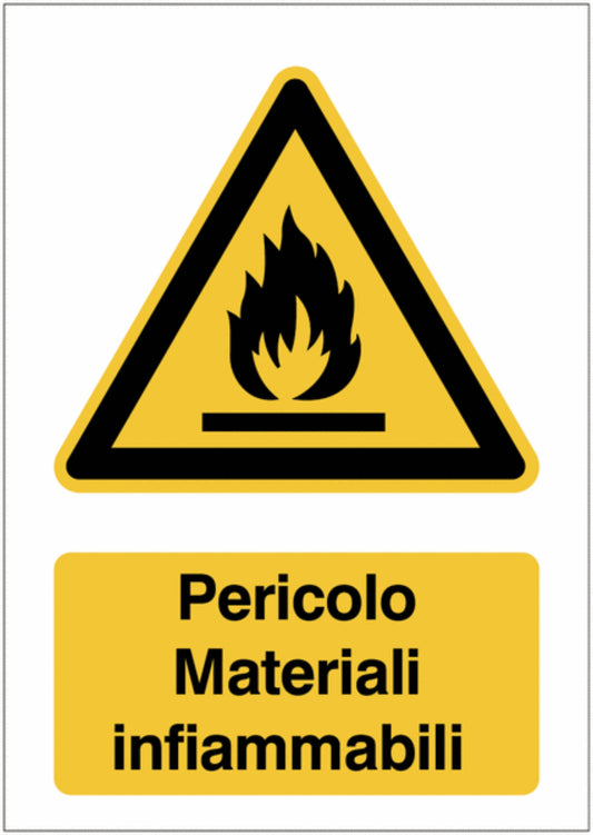 GLOBAL CARTELLO SEGNALETICO - Pericolo Materiali infiammabili - Adesivo Extra Resistente, Pannello in Forex, Pannello In Alluminio