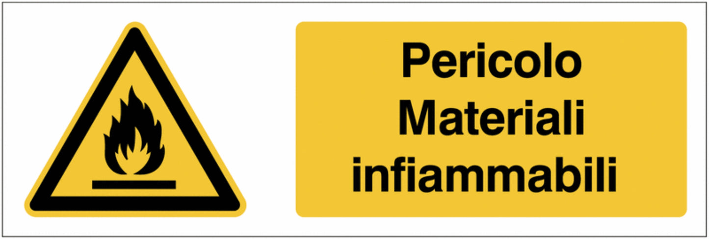 GLOBAL CARTELLO SEGNALETICO UNI - Pericolo Materiali infiammabili - Adesivo Extra Resistente, Pannello in Forex, Pannello In Alluminio