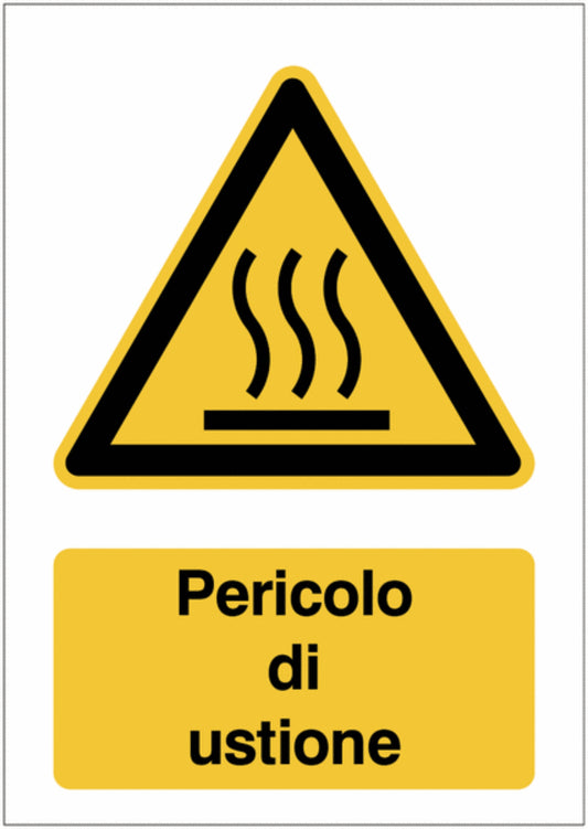 GLOBAL CARTELLO SEGNALETICO - Pericolo di ustione - Adesivo Extra Resistente, Pannello in Forex, Pannello In Alluminio