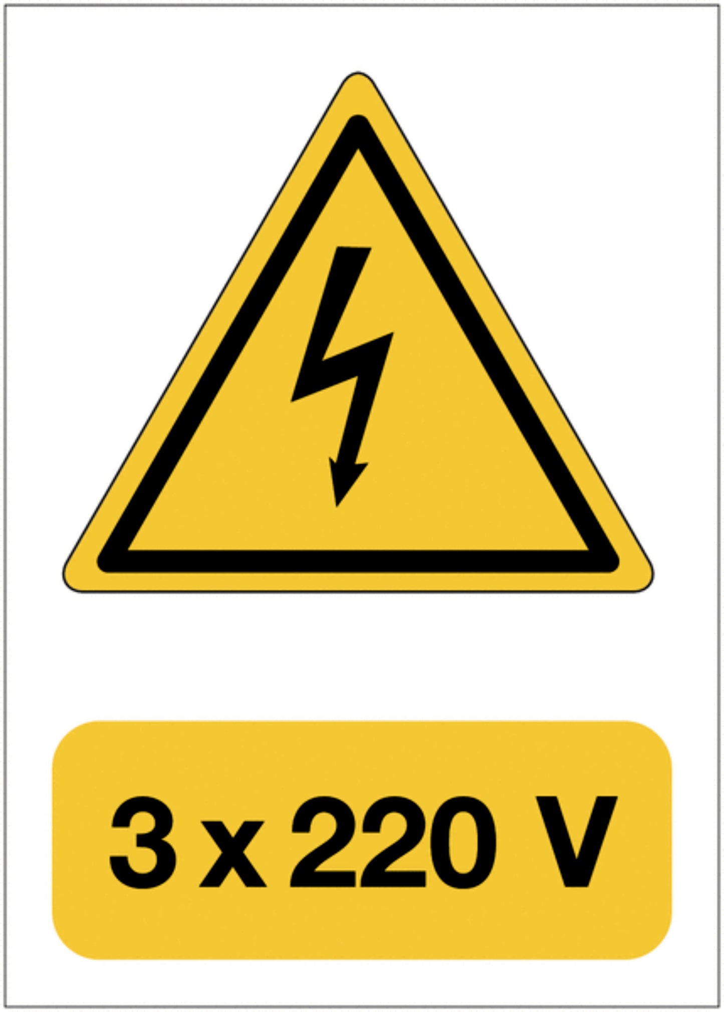 GLOBAL CARTELLO SEGNALETICO - Pericolo elettrico- 3x220 V - Adesivo Extra Resistente, Pannello in Forex, Pannello In Alluminio