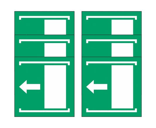 GLOBAL KIT DI 6 ADESIVI QUADRATI - Porta con apertura scorrevole verso sinistra - Pittogramma ISO 7010 Con Stampa Diretta U.V. (IDEALE ANCHE PER ESTERNO)