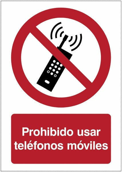 GLOBAL CARTELLO SEGNALETICO - Prohibido activar teléfonos móviles - Adesivo Extra Resistente, Pannello in Forex, Pannello In Alluminio