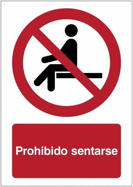 GLOBAL CARTELLO SEGNALETICO - Prohibido sentarse - Adesivo Extra Resistente, Pannello in Forex, Pannello In Alluminio