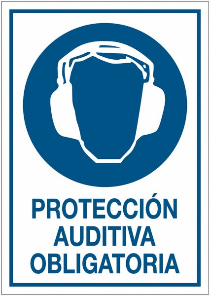 GLOBAL CARTELLO SEGNALETICO - Protección auditiva obligatoria - Protección auditiva obligatoria - Adesivo Extra Resistente, Pannello in Forex, Pannello In Alluminio