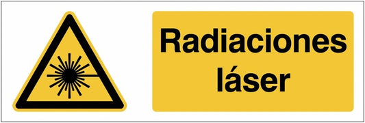 GLOBAL CARTELLO SEGNALETICO UNI - Radiaciones láser - Adesivo Extra Resistente, Pannello in Forex, Pannello In Alluminio