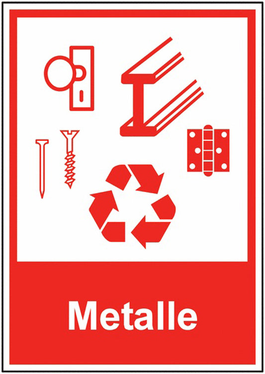 GLOBAL CARTELLO SEGNALETICO - Recycling-Piktogramm-Schilder Metalle -  Adesivo Extra Resistente, Pannello in Forex, Pannello In Alluminio