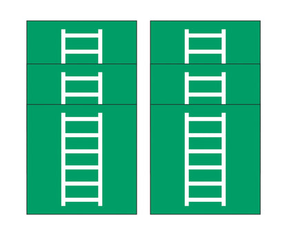 GLOBAL KIT DI 6 ADESIVI QUADRATI - Scala di emergenza  - Pittogramma ISO 7010 Con Stampa Diretta U.V. (IDEALE ANCHE PER ESTERNO)