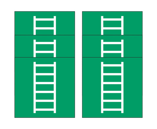 GLOBAL KIT DI 6 ADESIVI QUADRATI - Scala di emergenza  - Pittogramma ISO 7010 Con Stampa Diretta U.V. (IDEALE ANCHE PER ESTERNO)