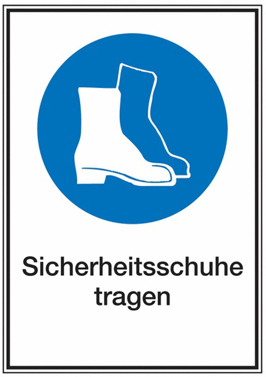 GLOBAL CARTELLO SEGNALETICO - Sicherheitsschuhe tragen -  Adesivo Extra Resistente, Pannello in Forex, Pannello In Alluminio