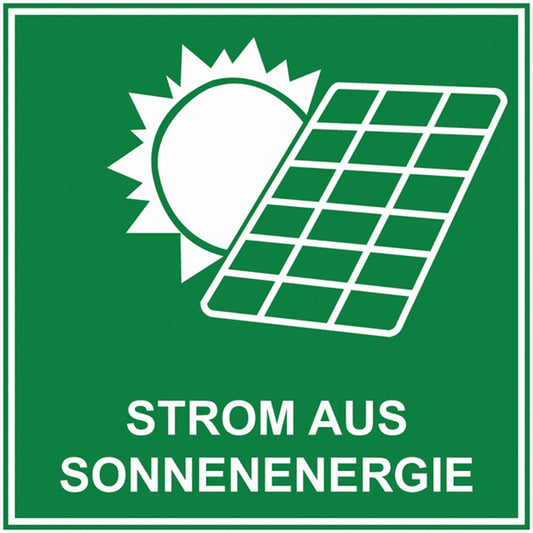 GLOBAL CARTELLO SEGNALETICO QUADRATO - Strom aus Sonnenenergie - Adesivo Extra Resistente, Pannello in Forex, Pannello In Alluminio