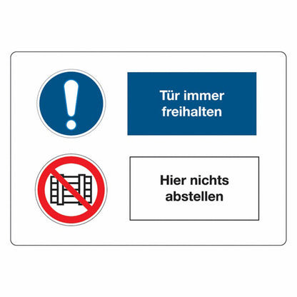 GLOBAL CARTELLO SEGNALETICO - Tür immer freihalten-Hier nichts abstellen -  Adesivo Extra Resistente, Pannello in Forex, Pannello In Alluminio