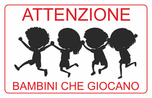 GLOBAL CARTELLO SEGNALETICO - Attenzione bambini che giocano - Adesivo Extra Resistente, Pannello in Forex, Pannello In Alluminio