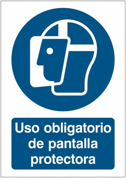 GLOBAL CARTELLO SEGNALETICO - Uso de pantalla de protección obligatoria - Protección auditiva obligatoria - Adesivo Extra Resistente, Pannello in Forex, Pannello In Alluminio