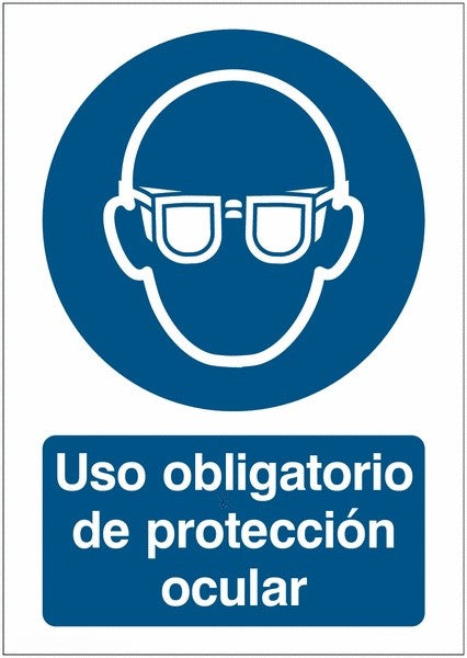 GLOBAL CARTELLO SEGNALETICO - Uso obligatorio de protección ocular - Adesivo Extra Resistente, Pannello in Forex, Pannello In Alluminio